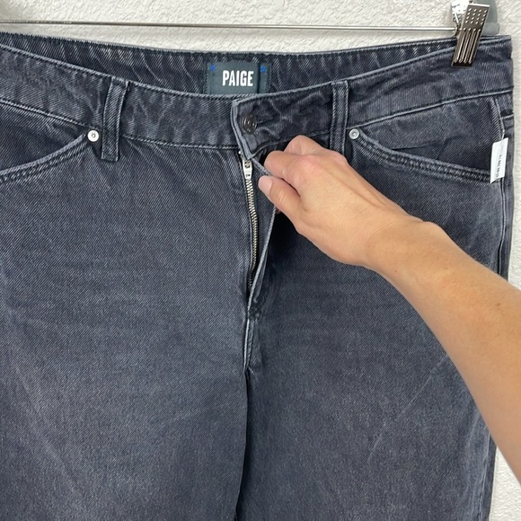New Paige Sonja Angled Pockets Jeans Black Magnet Distressed Denim Sz 31 - Picture 5 of 14